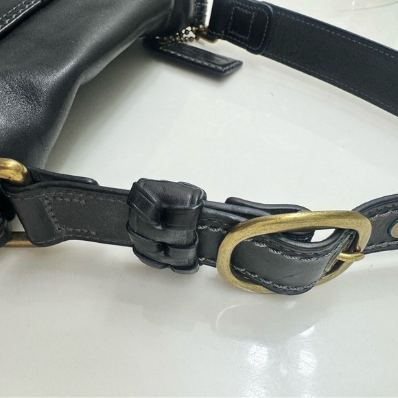 Coach Black Leather Shoulder Bag with Gold Accents - Picture 14 of 15